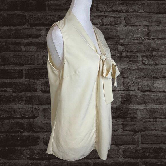 ✨ Poema Ivory Sleeveless Bow Tie Blouse - Size L - Picture 4 of 8